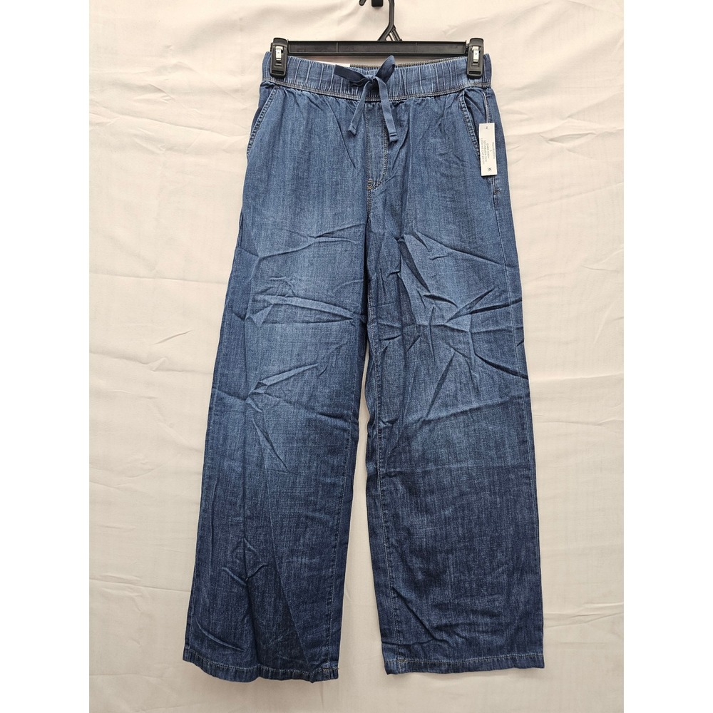 Nine West Womens Wide Leg Lightweight Denim Blue Cotton Blend Small Relaxed
